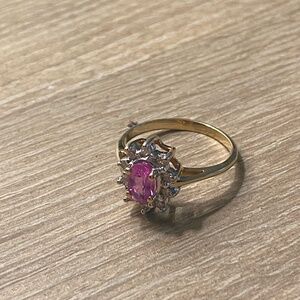 Pink Sapphire & Diamond Ring